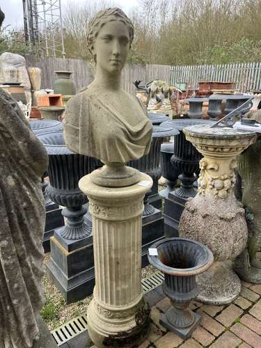 Helena stone bust on column by haddonstone