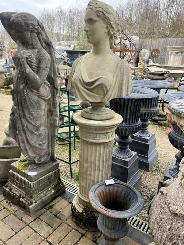 Helena stone bust on column by haddonstone