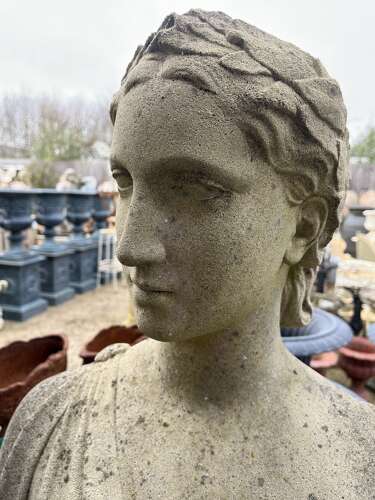 Helena stone bust on column by haddonstone
