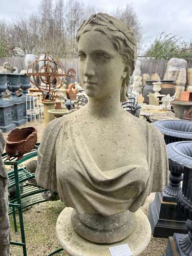 Helena stone bust on column by haddonstone