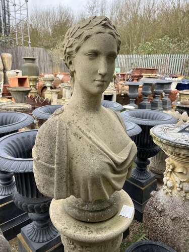 Helena stone bust on column by haddonstone
