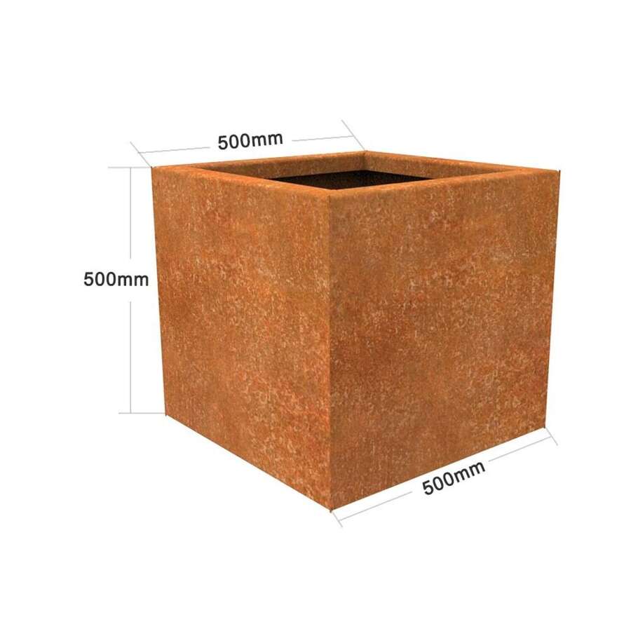 Corten Steel square planter - rusty metal planters 50 cm