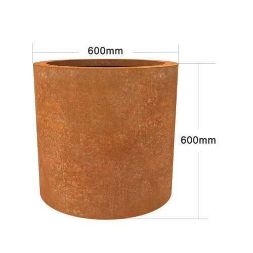 Corten Steel planters - rusty round metal planter 60 cm
