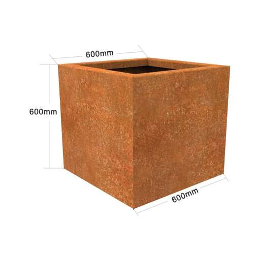 Corten Steel Planters - rusty square planters 60 cm