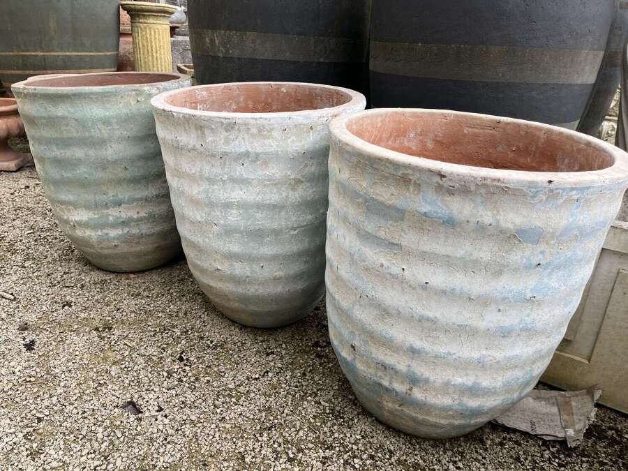 Distressed planter - high fired pots