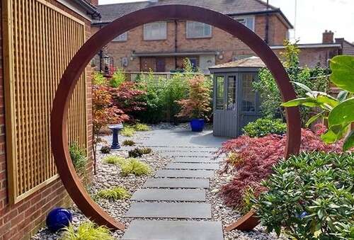 Corten Steel Moongate 200 cm diameter- corten steel arch
