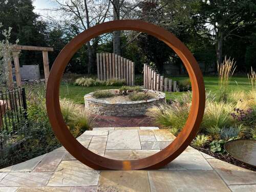 Corten Steel Moongate 200 cm diameter- corten steel arch