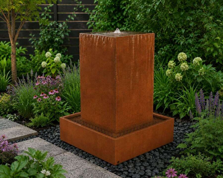 Corten steel water feature - rusty corten steel