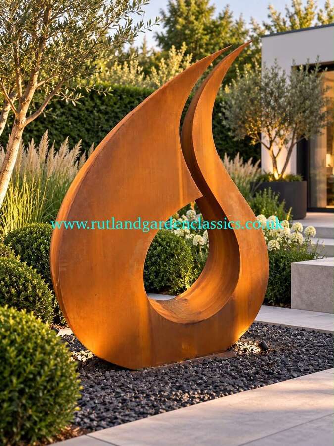 Corten steel sculpture - rusty metal garden sculpture