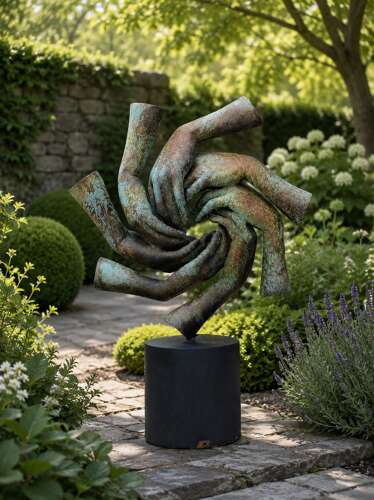 Bronze sculpture - Hands of Harmony - bronze hand sculpture