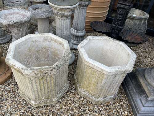 Pair of stone planters - stone garden pots