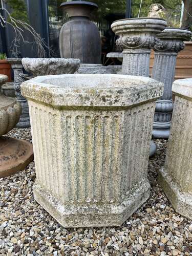 Pair of stone planters - stone garden pots