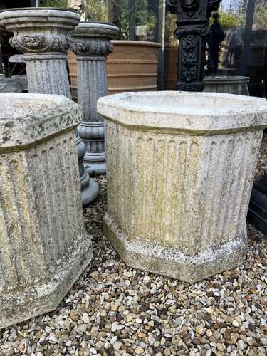 Pair of stone planters - stone garden pots