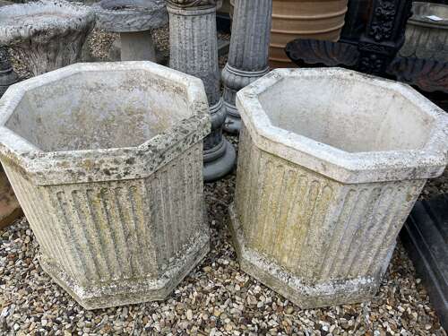 Pair of stone planters - stone garden pots