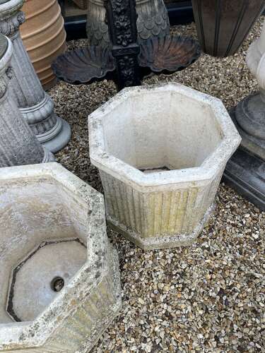 Pair of stone planters - stone garden pots