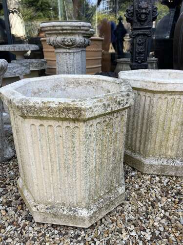 Pair of stone planters - stone garden pots