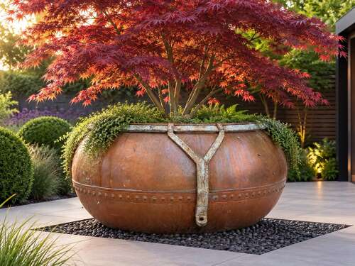 Ex large antique copper planter - water feature