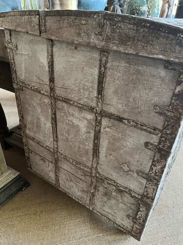 Antique Indian dowry chest on wheels
