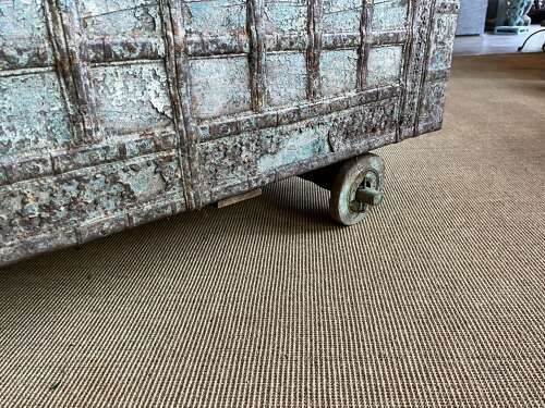 Antique Indian dowry chest on wheels