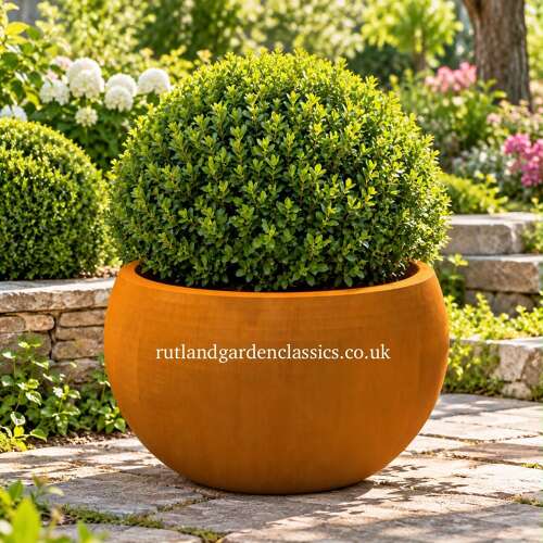 Corten steel bowl planter - corten steel