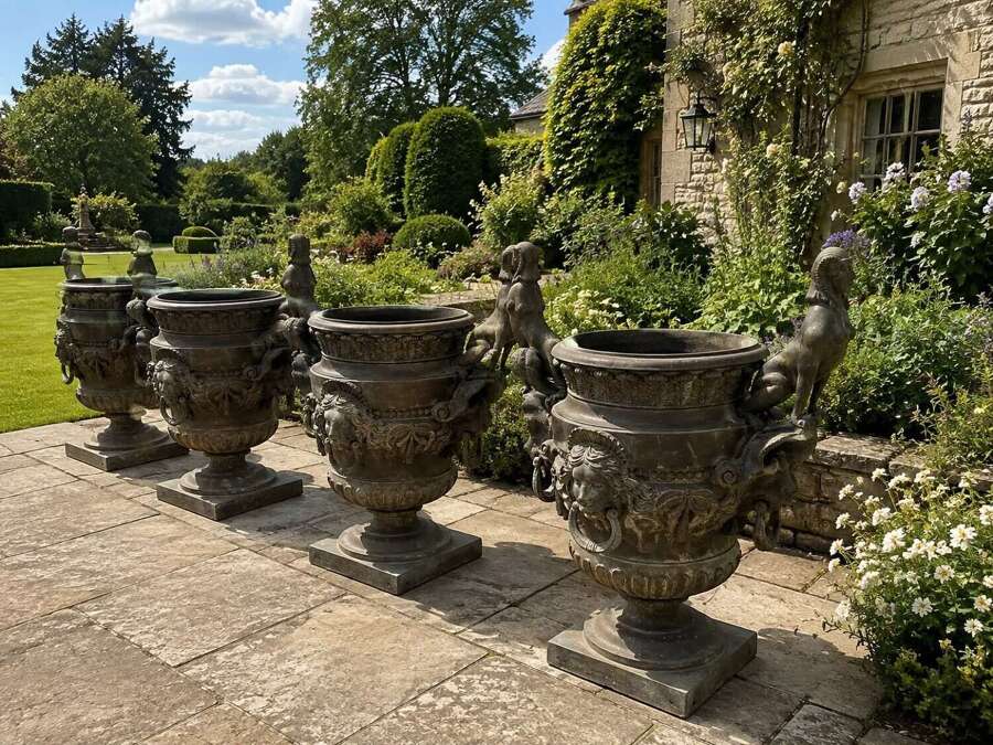 A set of FOUR bronze Versailles vases