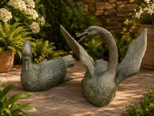 Bronze swans - bronze sculpture