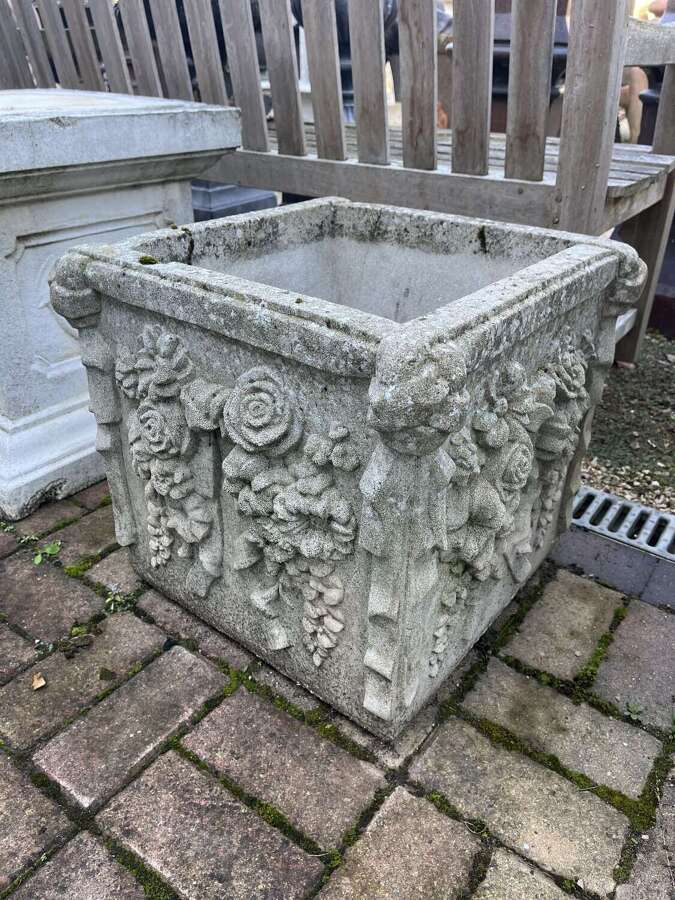 Haddonstone box planter - reclaimed stone planter