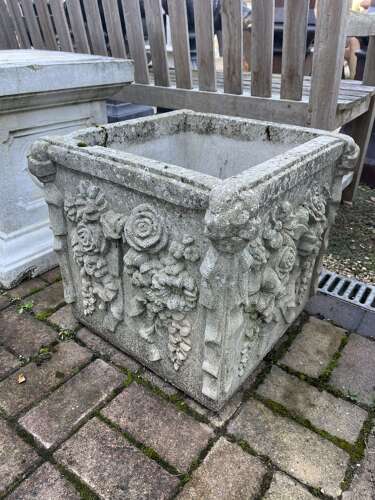 Haddonstone box planter - reclaimed stone planter