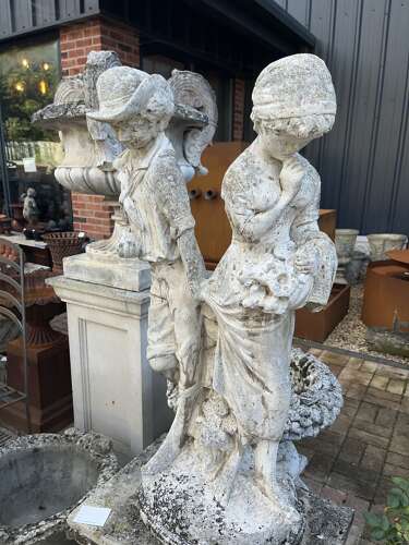Stone statue on plinth - reclaimed garden ornament