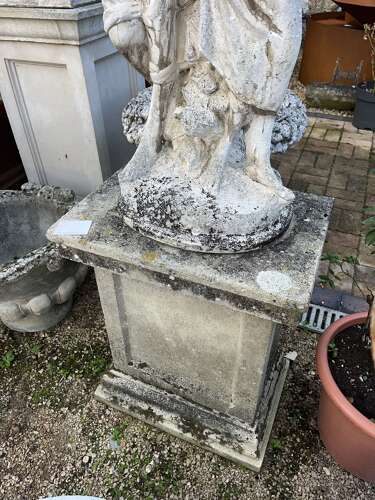 Stone statue on plinth - reclaimed garden ornament
